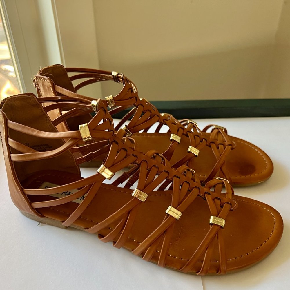 Steve Madden Girls Gladiator Cretee Sandals Sz 5 Youth GENTLY WORN